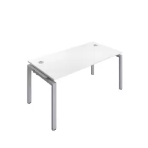 Telescopic Sliding 1 Person White Bench Extension with Cable Port - 1400 X 800 - Silver Frame