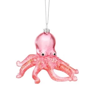 Sass & Belle Pink Glitter Octopus Shaped Bauble