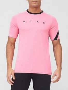 Nike Academy Football Short Sleeved Tee - Pink/Black, Pink, Size XL, Men