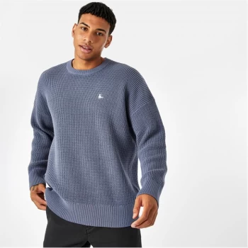 Jack Wills Waffle Crew Neck Jumper - Dusky Blue