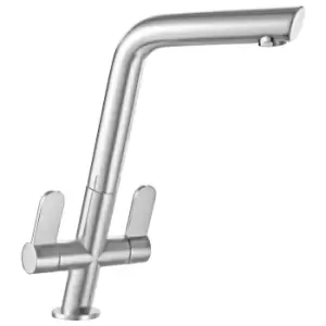 Franke Silk Steel Twin Lever Single-Flow Kitchen Mixer Tap - Cresta