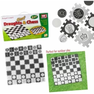 MY 2 in 1 Giant Draughts and Chess Set Game For The Garden Or Indoors