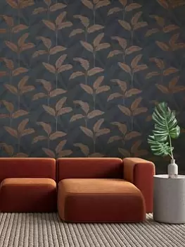 Rasch Amara Palm Wallpaper Navy and Rust