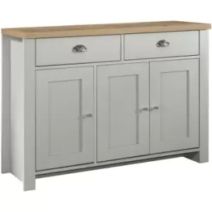 Highgate 3 Door 2 Drawer Sideboard - Grey & Oak - Farmhouse Style - Birlea