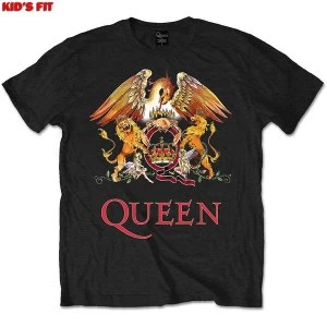 Queen - Classic Crest Kids 3 - 4 Years T-Shirt - Black