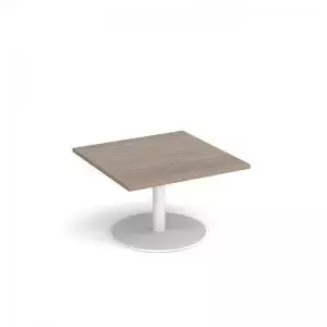 Monza square coffee table with flat round white base 800mm - barcelona