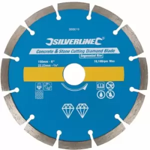 Silverline - Concrete & Stone Cutting Diamond Blade - 150 x 22.23mm Segmented Rim