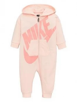 Nike Sportswear Baby Girls All Day Play Full Zip Hooded All In One, Blush, Size 3 Months