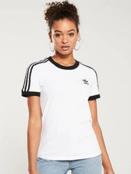 adidas Originals 3 Stripe Tee - White, Size 18, Women