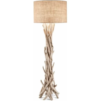 Ideal Lux Driftwood - 1 Light Floor Lamp Brown, Beige with Shade, E27