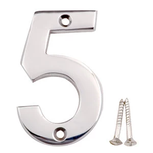 Chrome Effect Brass House Number 5