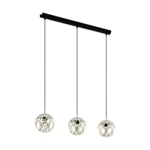 Pendant Ceiling Light Colour Black Shade Champagne Steel Bulb E27 3x60W