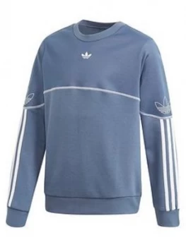 Boys, adidas Originals Childrens Outline Crew - Blue, Size 13-14 Years