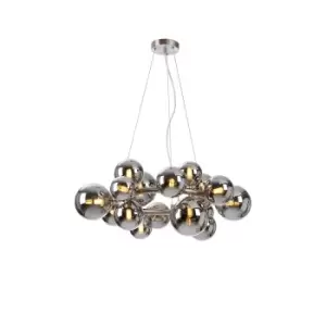 Marshall Circular Ceiling Pendant, 16 Light G9, Satin Nickel, Chrome Plated Glass