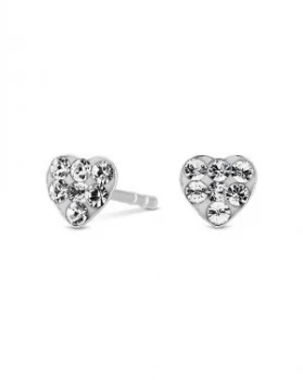 Simply Silver Pave Heart Stud Earrings