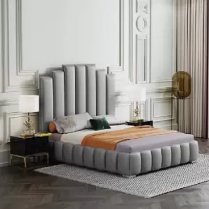 Envisage Trade - Leisa Upholstered Beds - Plush Velvet, Single Size Frame, Grey - Grey