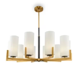 Modern Fortano 10 Light Brass Chandelier Glass Shade