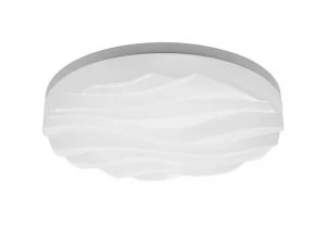 Flush Ceiling Light Medium Round 36W LED IP44 3000K, 3240lm, Matt White Acrylic