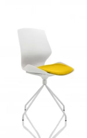 Florence Spindle White Frame Visitor Chair in Senna Yellow