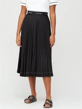 Calvin Klein Sunray Pleat Midi Skirt - Black