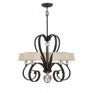 5 Light Multi Arm Chandelier Western Bronze Finish, G9