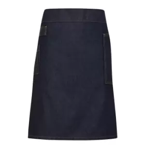 Premier Unisex Adults Division Waxed Look Denim Waist Apron (One Size) (Indigo Denim)