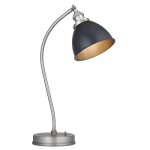 Franklin Task Table Lamp, Aged Pewter Plate, Matt Black Paint