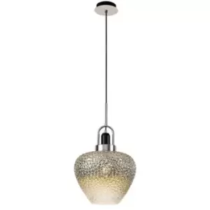 Ceiling Dome Pendant, 1 x E27, Black Smoke & Clear, Polished Chrome - Luminosa Lighting