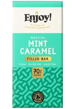 Enjoy Raw Choc Mint Caramel Filled Chocolate Bar - 70g x 12