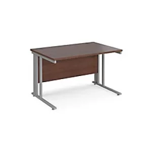 Rectangular Straight Desk Walnut Wood Cable Managed Legs Silver Maestro 25 1200 x 800 x 725mm