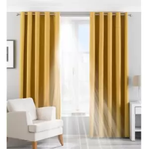 Riva Paoletti Eclipse Ringtop Eyelet Curtains (168 x 137 cm) (Ochre Yellow) - Ochre Yellow