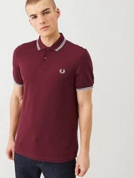 Fred Perry Twin Tipped Mens Polo Shirt - Claret, Port, Size XL, Men