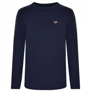 True Religion Metal Logo Sweatshirt - Navy SMU 4142