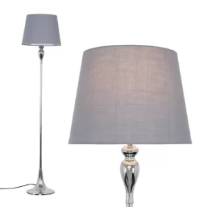 Faulkner Chrome Floor Lamp with Grey Aspen Shade