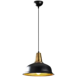 Cristal Model 27 Deco Black Dome Pendant Lamp Golden Interior