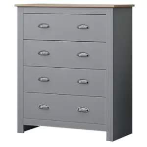 Fwstyle - Westbury Traditional 4 Drawer Chest - Matt Grey & Light Oak - Grey