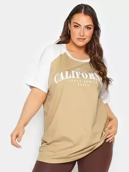 Yours Placement Print Tee Natural, Natural, Size 26-28, Women