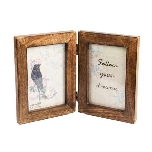 Sass & Belle Double Dark Wood Photo Frame