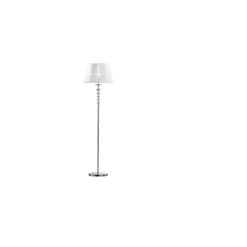 Ideal Lux Pegaso - 1 Light Floor Lamp Chrome, White, Crystal with Organza Shade, E27