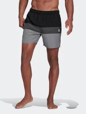 adidas Short-length Colorblock Swim Shorts, Black/Grey, Size S, Men