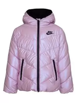 Nike Kids Girls Chevron Padded Outerwear Insulation Jacket - Light Pink