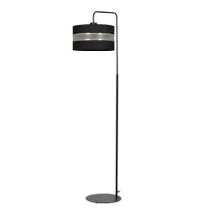 Emibig Mogi Black Floor Lamp with Shade with Black, Gold Fabric Shades, 1x E27