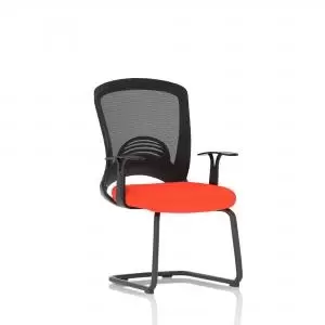 Astro Visitor Bespoke Fabric Seat Tabasco Orange Cantilever Leg Mesh