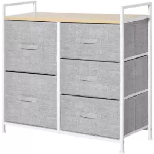 HOMCOM 5 Drawer Linen Basket Storage Unit Home Organisation w/ Shelf Handles