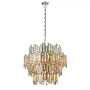 Ceiling Pendant Light Chrome Plate & Champagne Crystal 15 x 40W E14