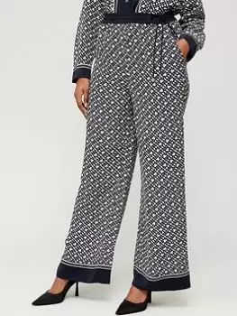 Tommy Hilfiger Monogram Pant - Navy , Print, Size 36, Women