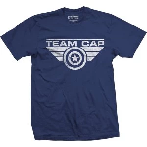 Marvel Comics - Captain America Team Cap Logo Unisex Large T-Shirt - Blue