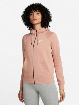 Nike Nsw Essential Full Zip Hoodie - Pink Size M Women