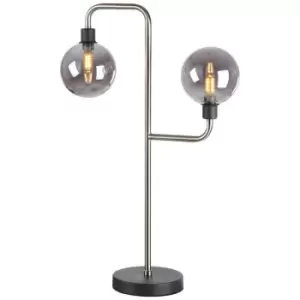 Luminosa Humphrey Table Lamp, 2 Light G9, Graphite, Satin Nickel, Smoke Glass