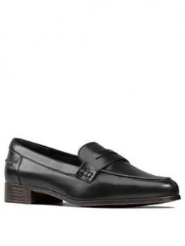 Clarks Hamble Leather Loafers - Black Leather, Size 3, Women